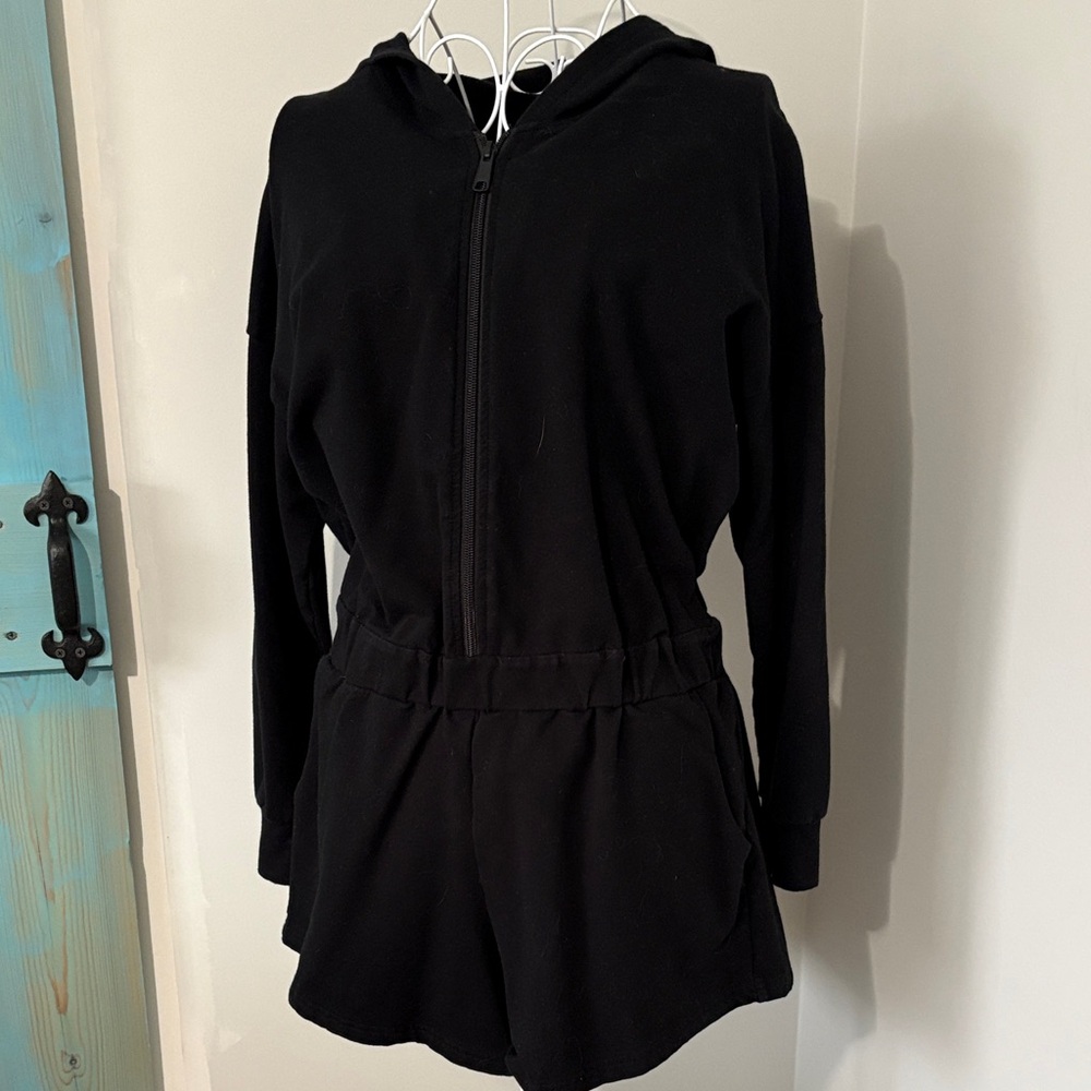 Smash + Tess Black Hooded Zip Romper